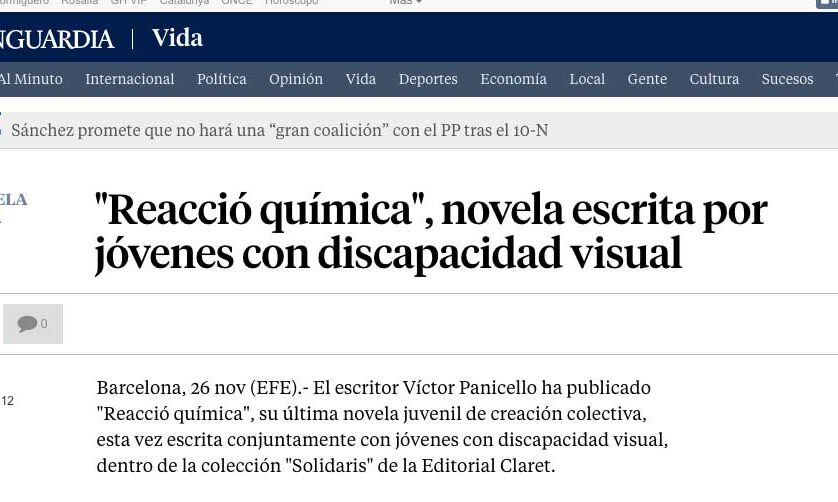 Reacció Química de Víctor Panicello a la Vanguardia